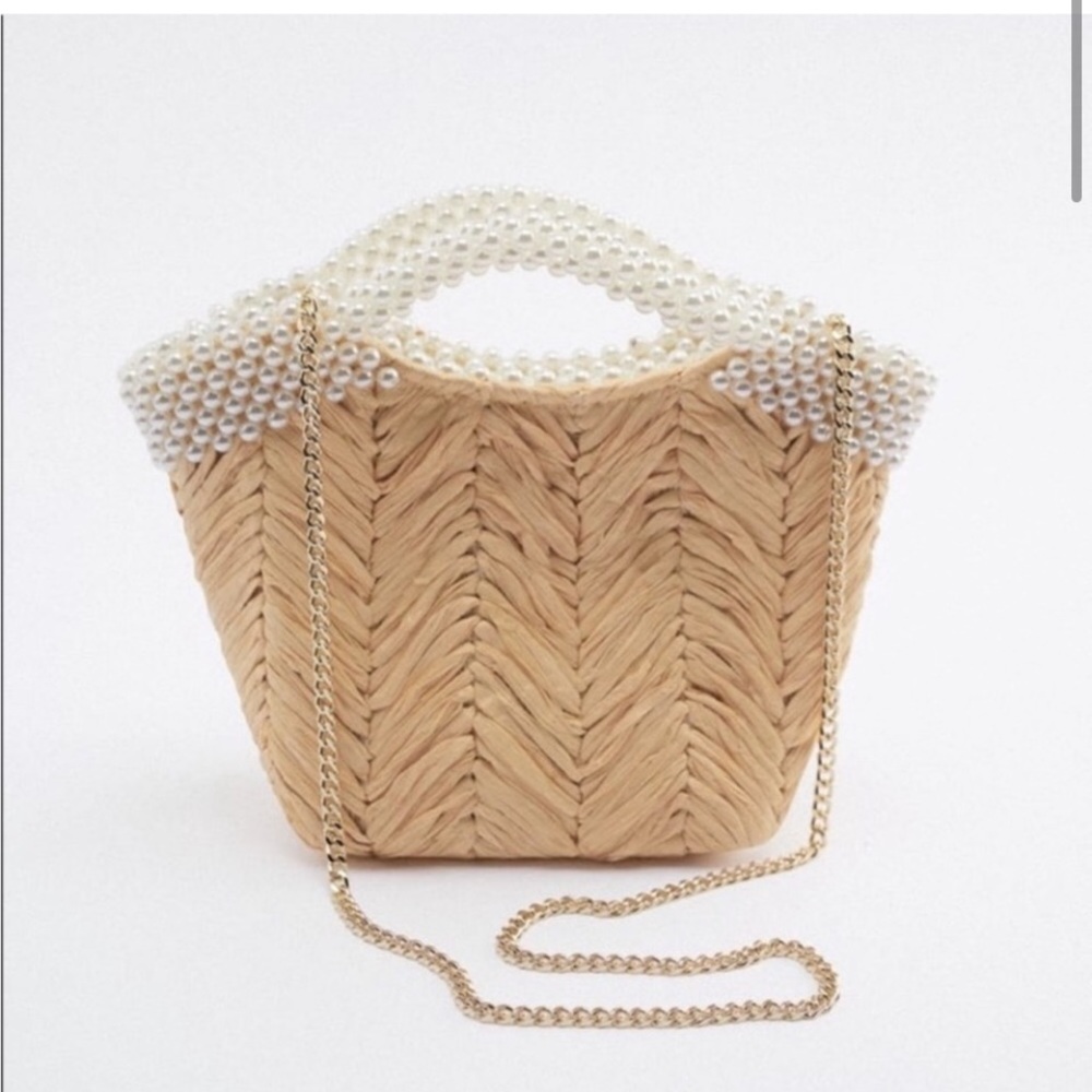 Zara pearl straw bag